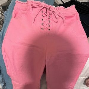 Pink flare pants- lace up